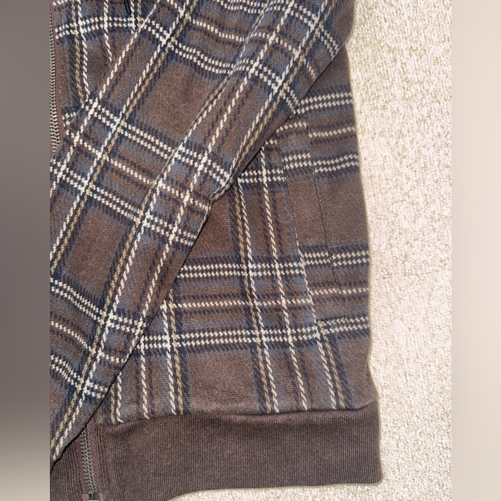 Marc by Marc Jacobs Plaid Zip-Up Hoodie Jacket – Brown & Navy - Picture 4 of 10